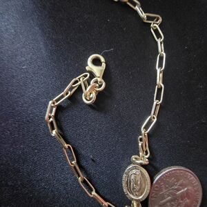 Gold Link Bracelet with Religious Medallion